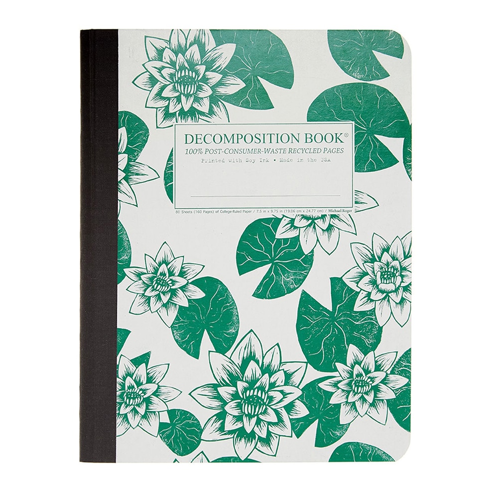 Michael Roger Press, Composition Book, Art & School, 9"x7", Decomp Book, Lily Pads, 412211